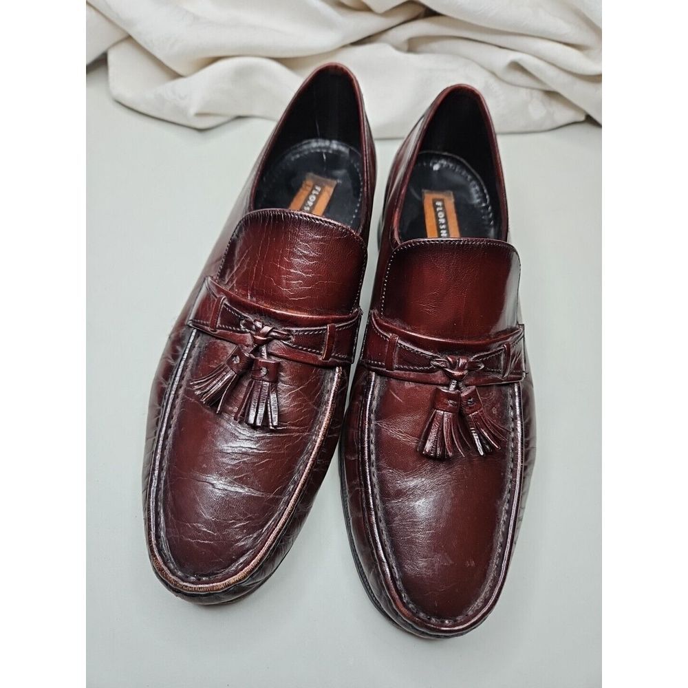 Florsheim IMPERIAL LEATHER BURGUNDY Kilt Tassel Slip On Loafer Shoes 10 Classic